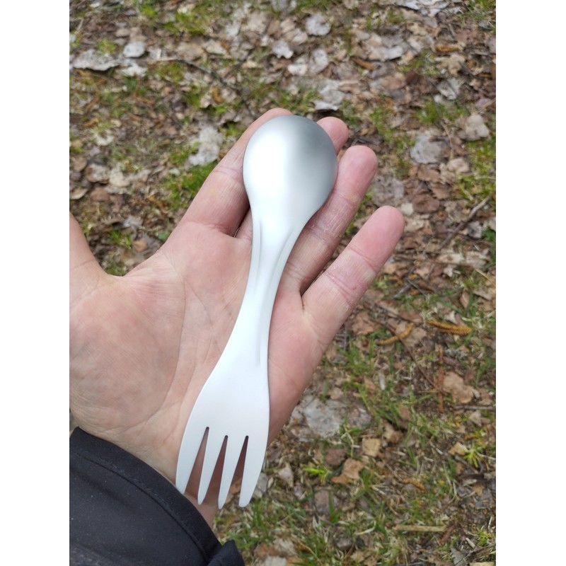 Spork Silver Titanium Outdoor Spork Cutlery Fork Spoon with Nylon
