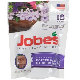 Jobe's Organics Jobe's Flower Fertilizer Spikes, Easy Plant Care Fertilizer for Potted Plants and Hanging Baskets, 18 Count