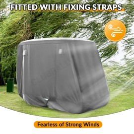 CLUBRALLY Golf Cart Cover with Doors and Reflective Stripes, 600D Waterproof Golf Cart Cover 2/4 Passenger for Club Car, EZGO, Yamaha Golf Carts - Grey