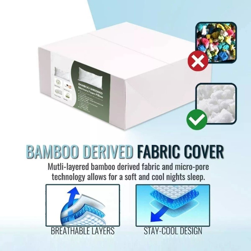 Bamboo Hypoallergenic Shredded Memory-Foam Pillow-Orthope - King