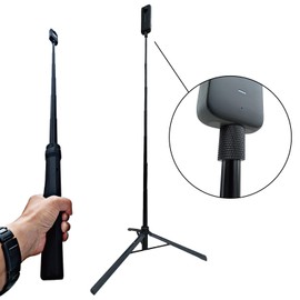 Etsumi VE-2554 Tripod Stand, Selfie Stand, 150, Action Camera, 360° Camera, Wearable Camera, Light, 59.1 inches (150 cm), Lightweight, 10.6 oz (300 g), Case Included, Black