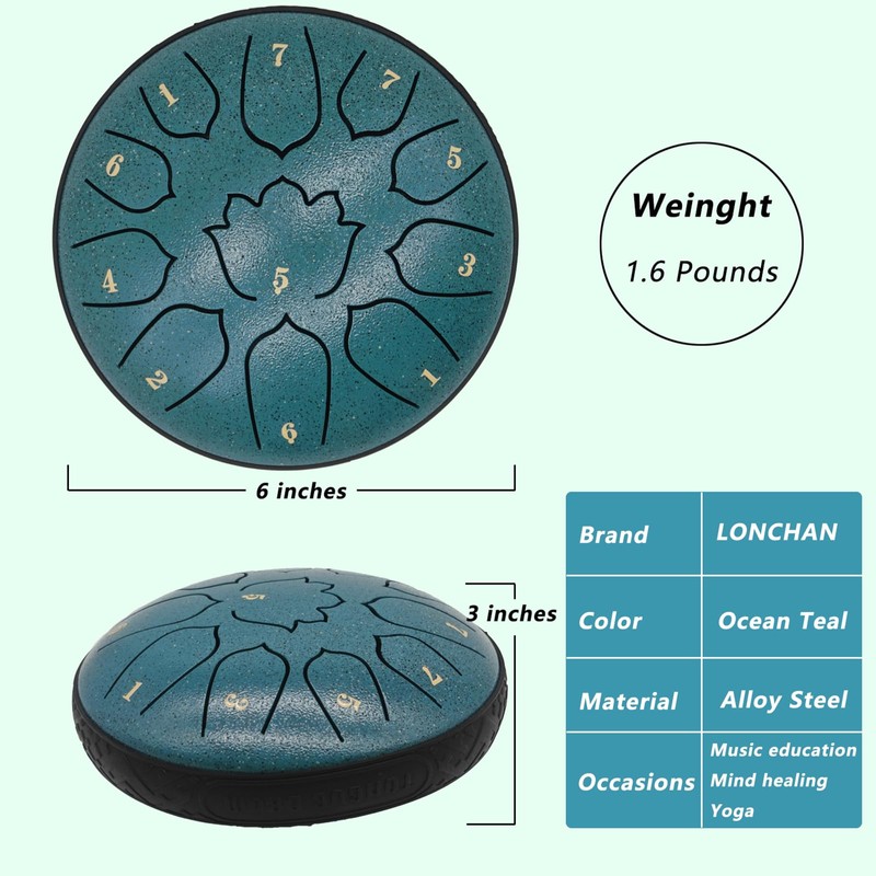 Rain Drum for Outside Garden, 6-Inch Steel Tongue Drum with