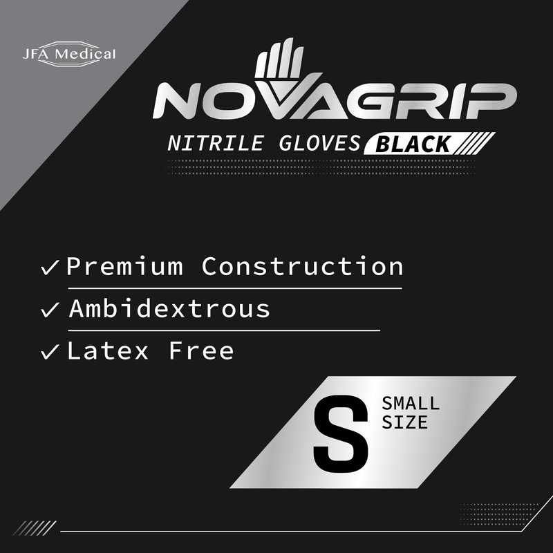 Novagrip JFA Medical Disposable Powder Free Latex Free Black Nitrile