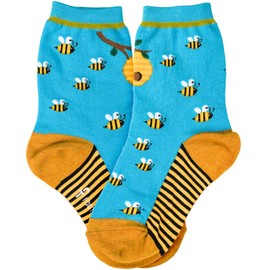 Foot Traffic Youth Novelty Socks, Fun Insect-Themed Socks, Sizes 12–5Y (Bees)