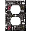 Single Duplex Outlet Cover Wall Plate - Rock Music Typographic