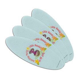 Hatching Party Little Bundle of Joy Baby Shower Double-Sided Oval Nail File Emery Board Set 4 Pack