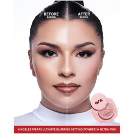 One size-Polvo fijador difuminador Ultimate Blurring Setting Powder, tamaño completo, rosa ultra, para tonos de piel claros a medios