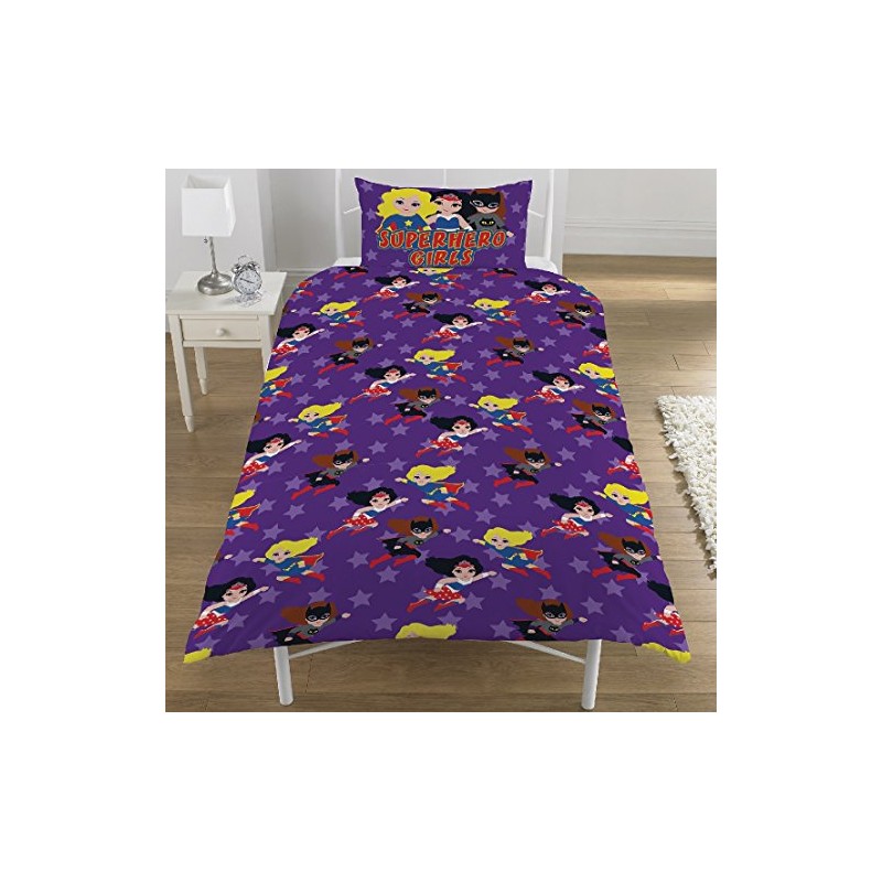 Superhero Girls Single/Double Reversible Duvet Cover Bed Set (Single Duvet