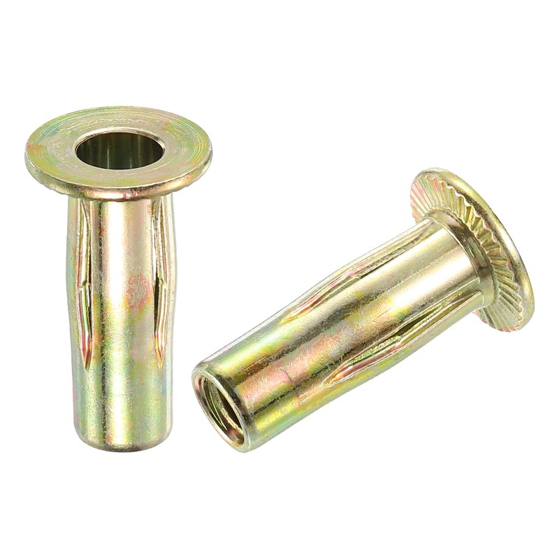 uxcell 1/4-20 Multi-Grip Rivet Nuts, 5pcs Pre-Bulbed Shank Flat Head