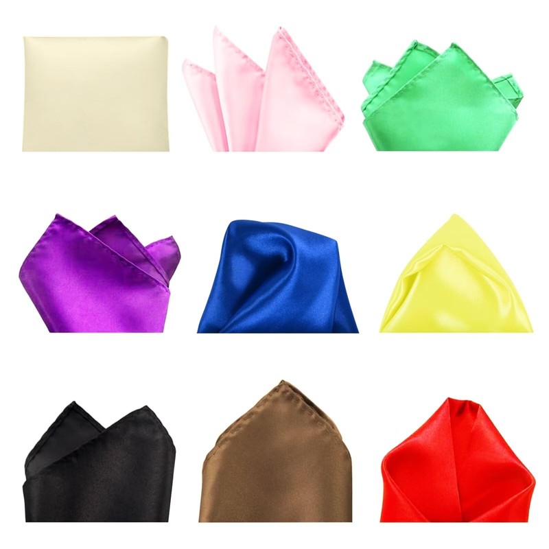FELYSIK Men Pocket Squares Set for Suit Tuxedo, Satin Handkerchief