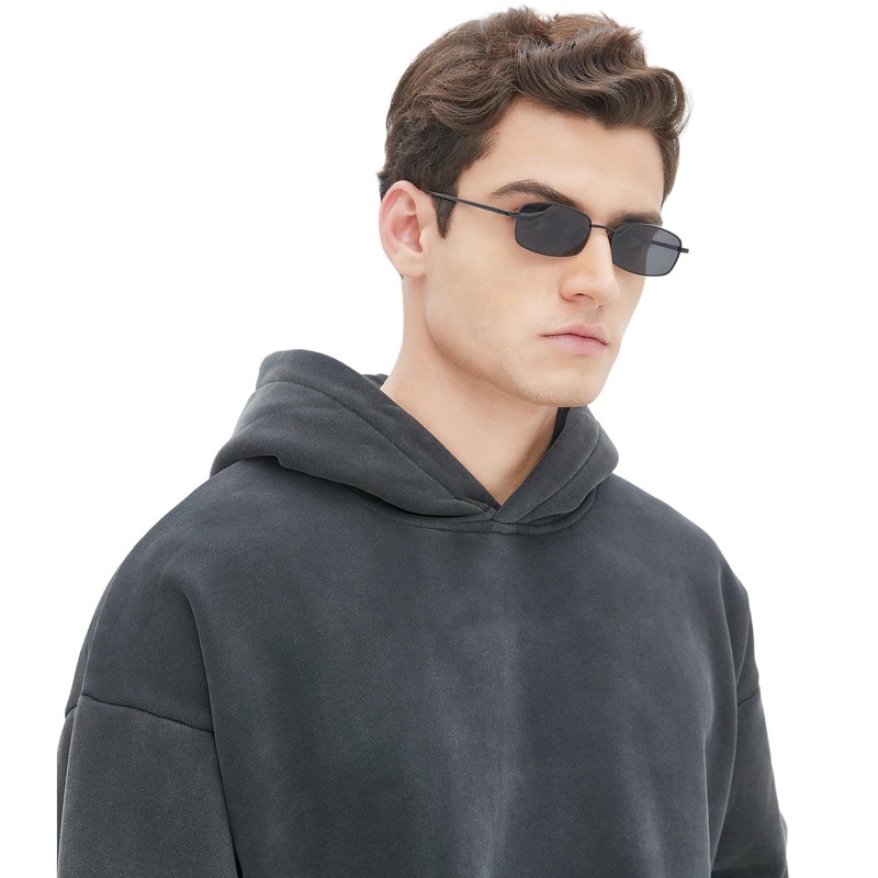 RUNHUIS Retro Classic Small Rectangle Sunglasses Men Women Vintage Slim