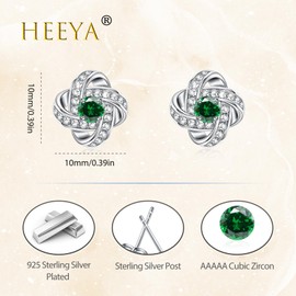 Emerald Earrings May Birthstone Gifts, Hypoallergenic Silver Earrings for Women, Sterling Silver Birthstone Earrings Emerald Jewellery for Women May Birthday Gifts for Her