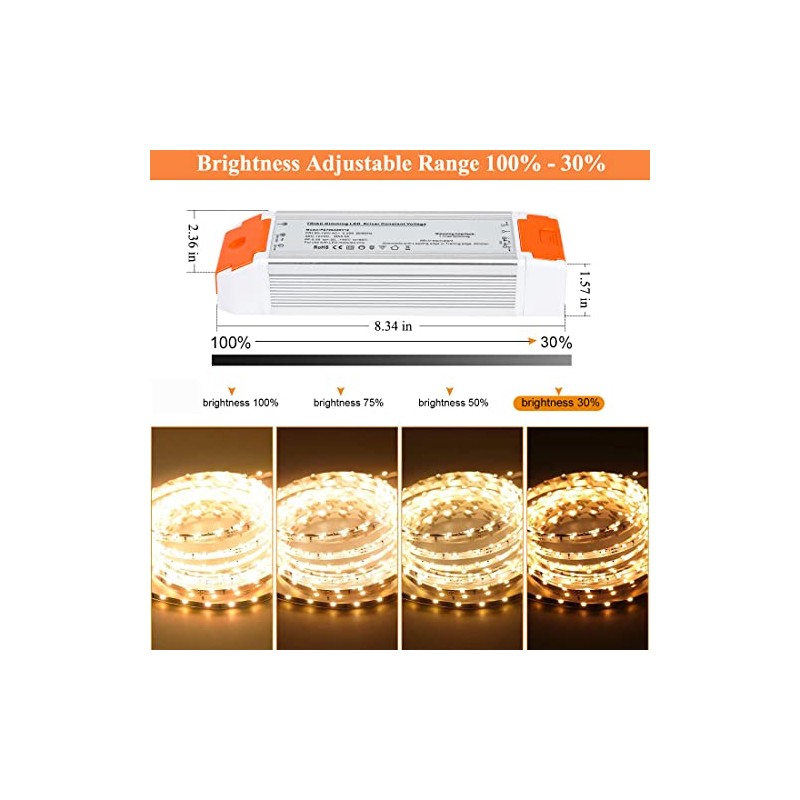 LEDMO Dimmable LED Driver 12V DC 60W Triac Dimmable Transformer