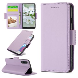 Ugazuisi Pocketbook type Case for Arrows We2 F-52E, High-Quality Leather, Card Storage, RFID-Blocking, Prevents Card Signal Theft, Side Magnet, Shock-Resistant, Stand Function, Purple Pink