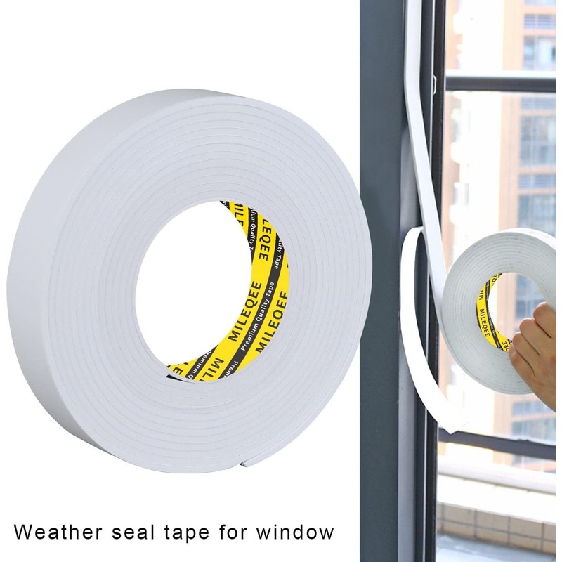 2Pack Single-Sided Adhesive Foam Tape EVA White, Multipurpose Sealing Strip