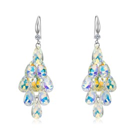 Long Dangle Crystal Cluster Chandelier Earrings for Women Teardrop Rhinestone Cubic Zirconia Drop Vintage Statement Wedding Party Prom Jewelry Gift for Mom Wife (Whiteyellow)