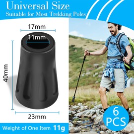 Nordic Walking Poles, Rubber Buffers, Pack of 6, Rubber Buffer for Hiking Poles, Hiking Poles, Rubber Buffers, Replacement Rubber Buffer Diameter 11 mm for Hiking Poles, Asphalt Gravel Mountains Hiking