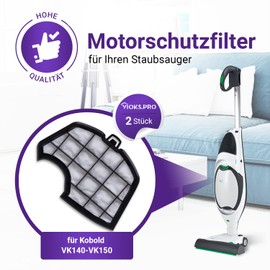 Vioks.pro SET 2x Motorfilter Staubsauger Microfilter Ersatz für Vorwerk Kobold VK150 & VK140 Vorwerk Motorschutzfilter - Vorwerk Staubsauger Filter