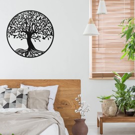 Arte de Pared de Metal de Árbol de Vida Decoración de Pared Colgante de Árbol de Familia Pared de 11.8 Pulgadas Esculturas Colgantes de Jardín para Decoración Dormitorio Sala de Estar Navidad