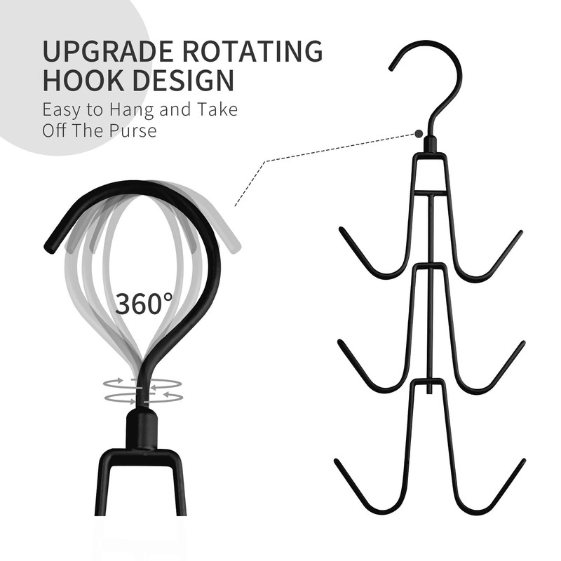 Purse Hanger for Closet, Rotatable Purse Organizer Bag Hanger Purse