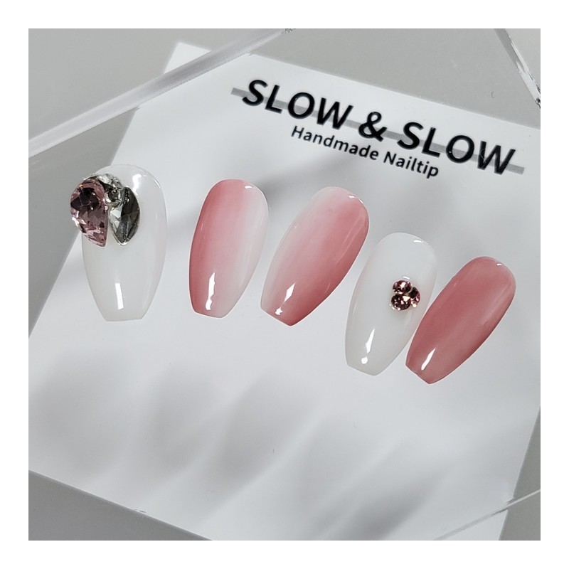 [Sl&Sl Nail Tip] Pink Beam Gradient Nail – Square /