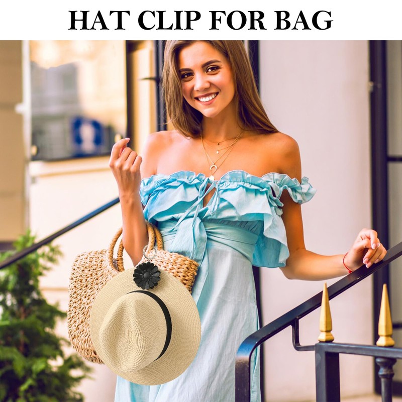 URIZZD 2 Pack Leather Hat Clip for Travel On Bag,