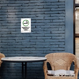 “Designated Smoking Area” – 1 Pack 7x10 Inch – 100% Rust Free .040 Aluminum Signs, Laminated for Ultimate UV, Weather, Scratch, Water and Fade Resistance, Indoor and Outdoor, Signs for Exterior.