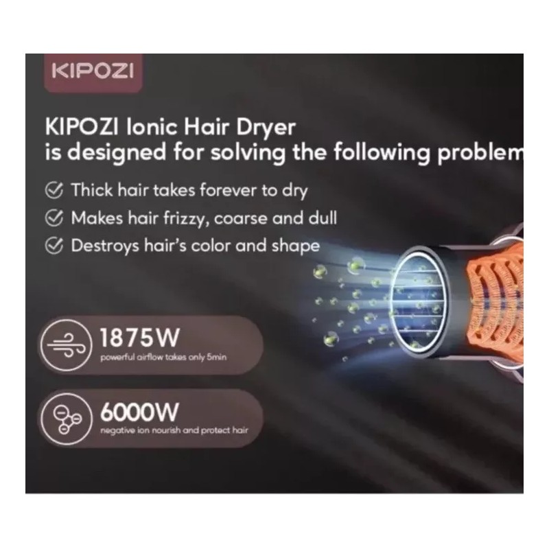 KIPOZI Professional NANO Ionic Hair Dryer Blow Dryer with Only