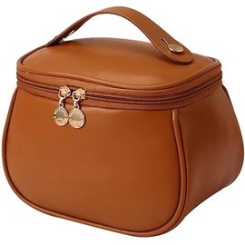 Brown Cosmetic Travel Bag for Women,Waterproof Cosmetic Bags Organizer Makeup Bag with Compartments