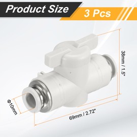 sourcing map Pneumatic BUC Push to Connect Fitting Ball Valve 10mm Tube OD Air Flow Control Valve Tube Fittings Straight Union Connect Adapter Air Quick Connect Air Hose Fitting
