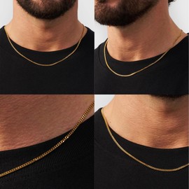 CRAFTD | Gold Curb Link Chain | Durable 18K Gold & 316L Stainless Steel | Waterproof, Heat & Sweat Resistant | Gifts for Men, Mens Jewelry | Size 2MM | Length 25.5”