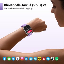 Women's Smartwatch with Phone Function, Alexa Built-in 1.8 Inch Fitness Watch with Heart Rate, SpO2, Sleep, Stress Monitor, 100+ Sports Modes, IP68 Waterproof Watch for Android iOS (Purple)