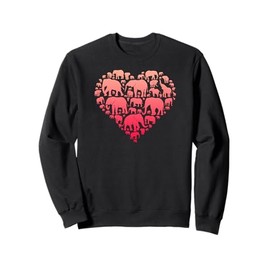 Colorful Cute Hearts Shape Silhouette Lover- Animal Elephant Sweatshirt