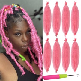 KYNLEY 8 Packs Pink Spring Twist Hair 12 Inch Springy Afro Twist Hair Kinky Marley Twist Braiding Hair Wrapping Hair for Soft Locs Afro Spring Twist Hair