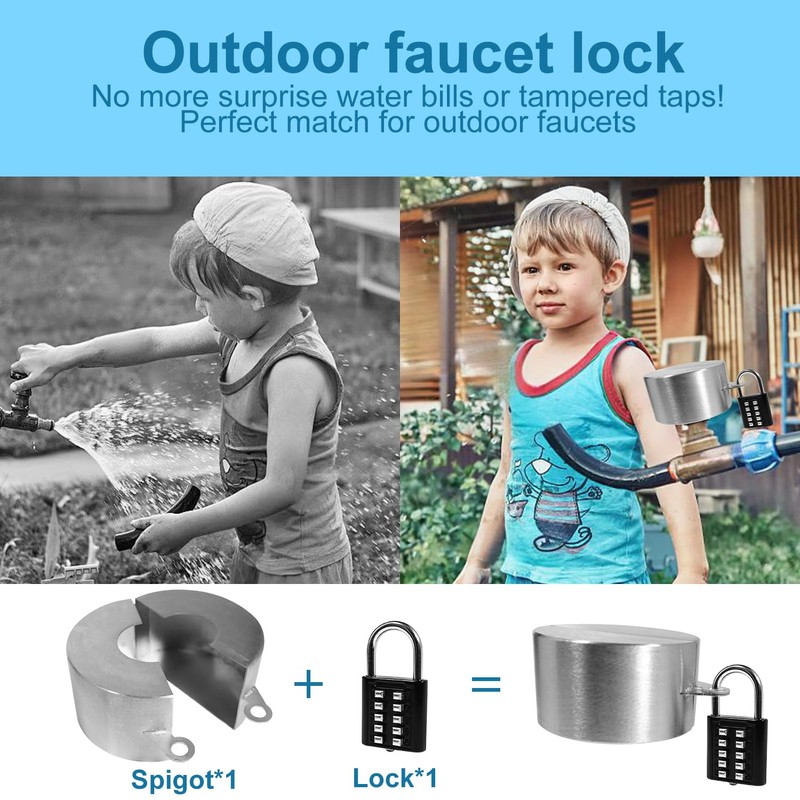 Water Spigot Lock with Padlock, Faucet Locks Outdoor Made of