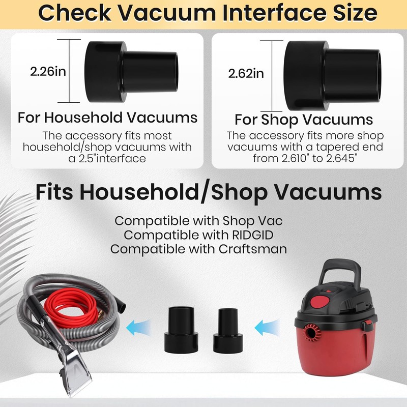 【Upgrade Hard Bristle Brush】Better Extractor Hose Kit for Shop Vac,