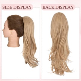 SEGOHAIR Ponytail Extensions - 22 Inch Curly Drawstring Ponytails Hair Extension-Synthetic Hair-105g Beautiful Curled Ends for a Natural Look-Hair Pieces for Women Withered Yellow