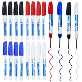 BetterJonny 16Pcs Deep Hole Marker Pens, 30mm Waterproof Long Head Deep Hole Marker Carpenters Pen,Hole Marker Tool for Architect Carpenter Permanent Marking of Hard to Reach Areas 4 Color