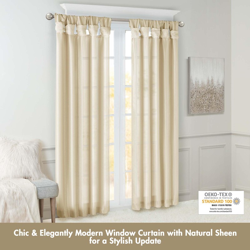 Madison Park Emilia Faux Silk Single Curtain with Privacy Lining,