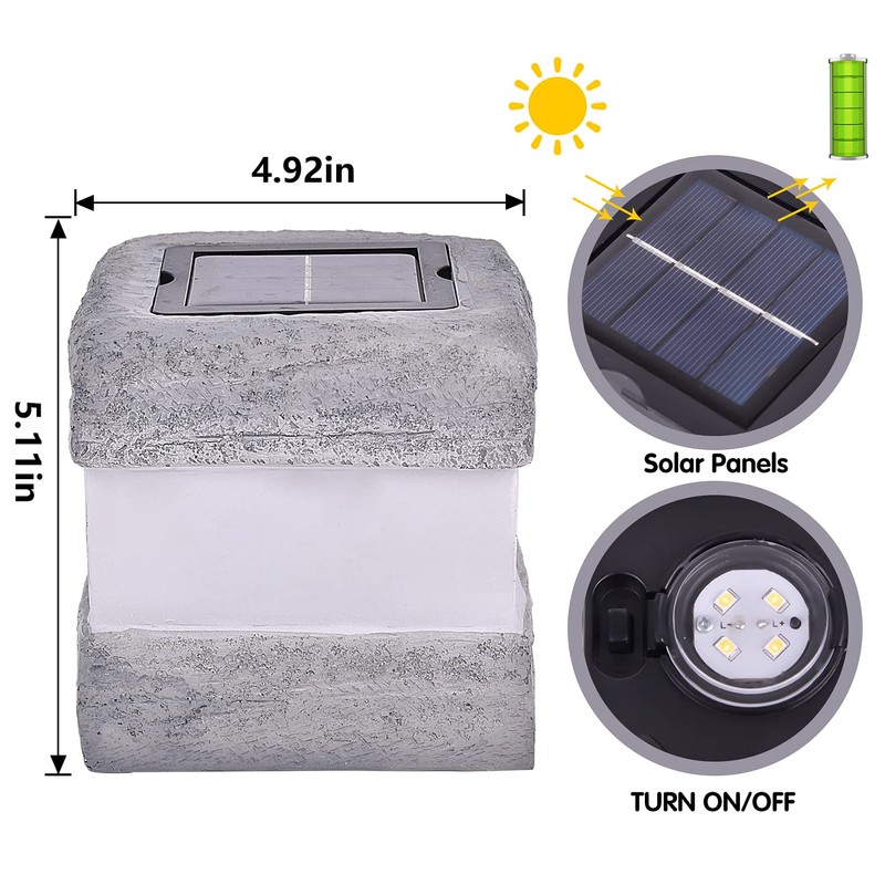 2 Pack Solar Rock Lights Outdoor - Solar Powered Landscape
