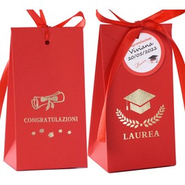 MKISHINE Pack of 50 Confectionery Boxes for Graduation Favours, 50 Labels, Graduation Party Favours, Keychains, Graduation Theme, Candy Bags with Lettering