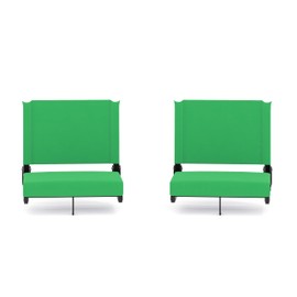 Flash Furniture Grandstand Portable Stadium Seats for Bleachers or Benches, Folding Padded Stadium Chairs with Handle, Pack of 2, 500 lb. Weight Capacity, Bright Green