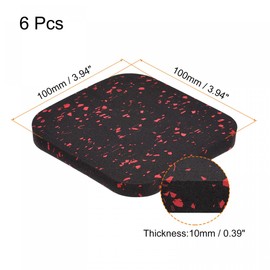 sourcing map Treadmill Mat-3.9"x3.9" Exercise Equipment Mat for Floor Protection Sound Reduction, Black Red 6Pcs