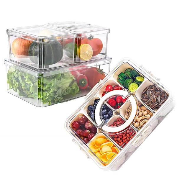 Desire Fridge Organizer with Divided Serving Tray - 5PCS BPA-Free,