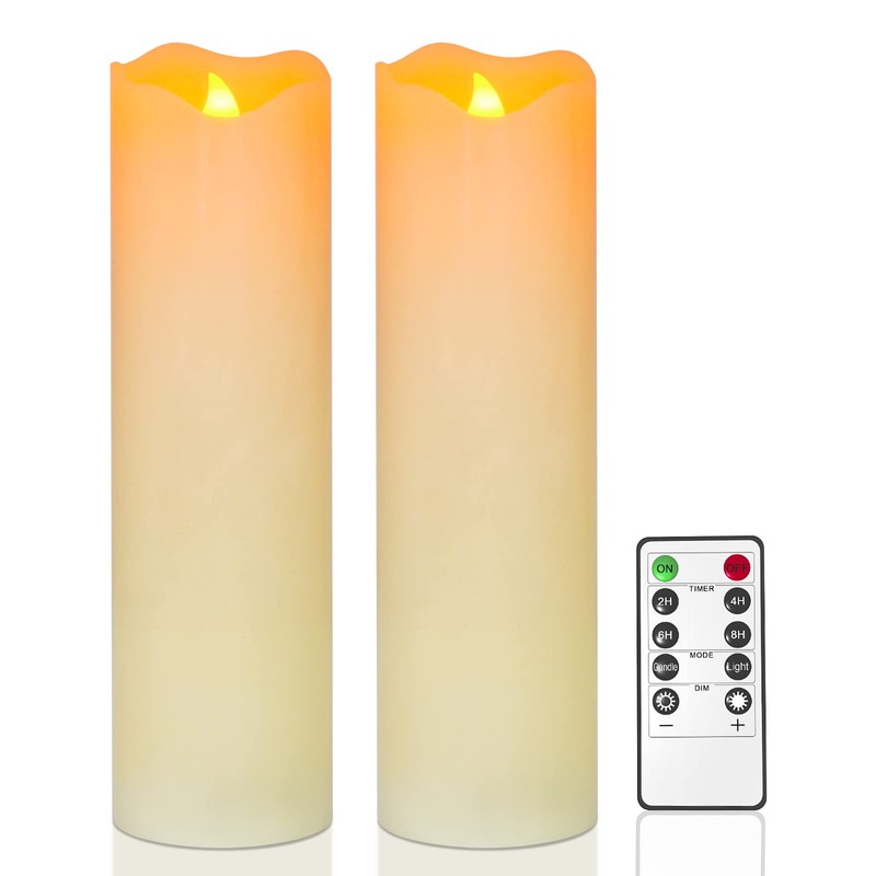 PChero 10" x 3" Flickering Flameless Candles with Remote and