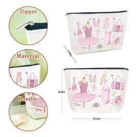 Sugchairo Dance Makeup Bag Ballet Accessories for Teen Girls Sister Teacher Gifts for Dancers Cosmetic Bags