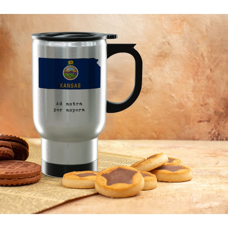 Kansas Sunflower State State Flag Home Pride Steel Mug, Kansas