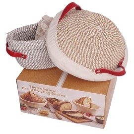 Banneton Bread Proofing Basket Set of 2, 10 inches Round & Oval Cotton Rope Sourdough Bread Baking Supplies Proofing Bowls with Liners & Covers Gifts for Bakers Women Wife Mom