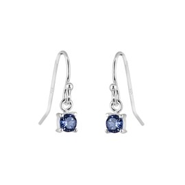 Sterling Silver Sapphire CZ September Birthstone Dangle Earrings