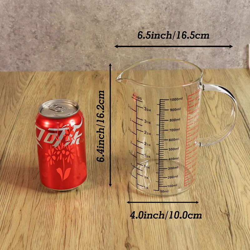 Ackers BORO3.3 Glass Measuring Cup-[Insulated handle | V-Shaped Spout]-Made of